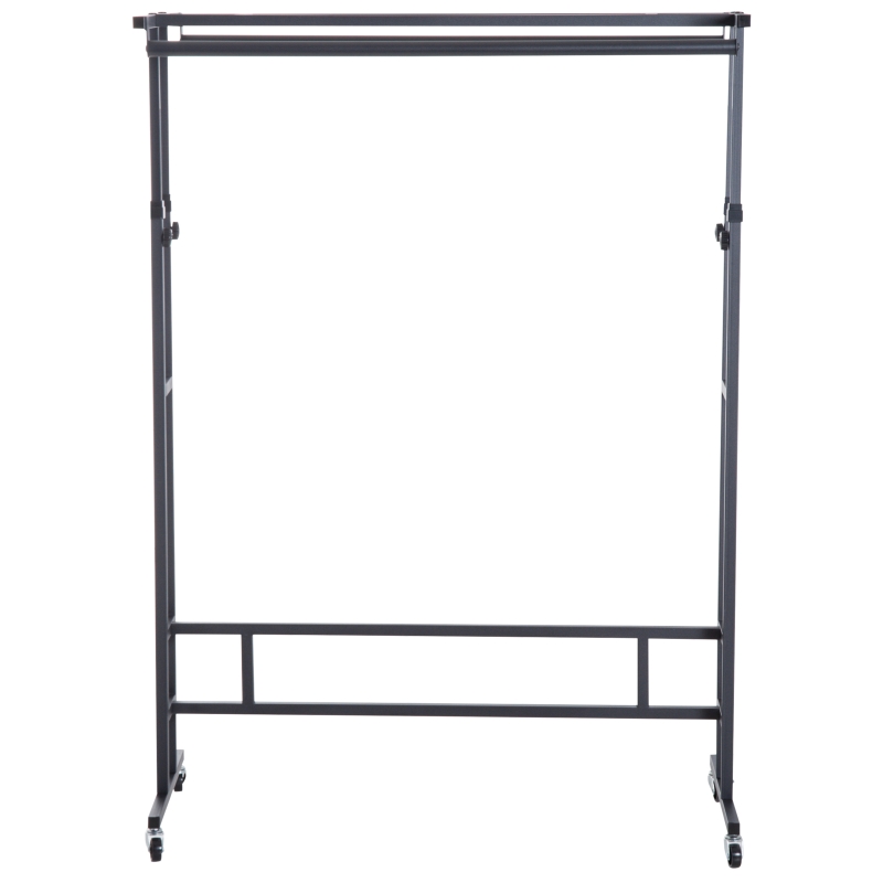 HomCom® Cabide Burro Ajustável com Rodas Barra para Pendurar Roupa com Estante Superior Cabide de Pé