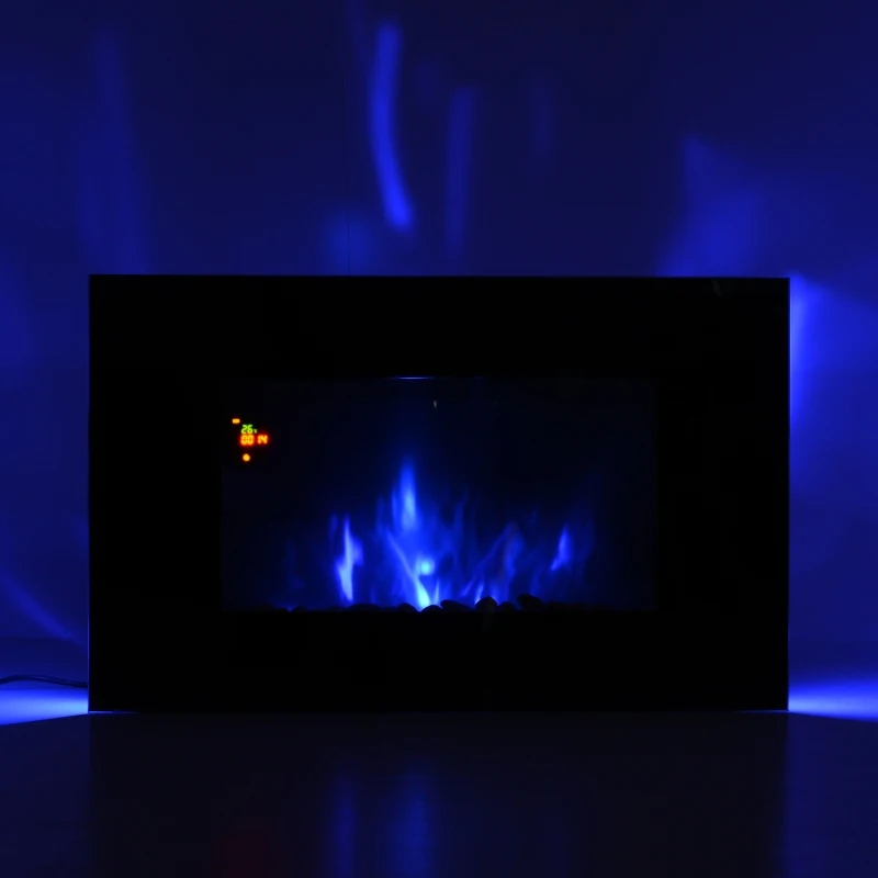 HOMCOM Lareira Eléctrica de Parede 1000/2000W Comando a Distância 90x9.5x56cm