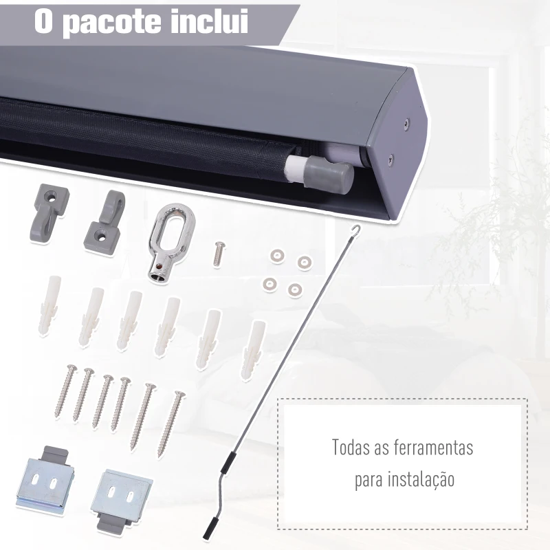 Outsunny Toldo Vertical Enrolável 140x250 cm com Manivela Proteção UV para Interior Exterior Varanda  Cinza