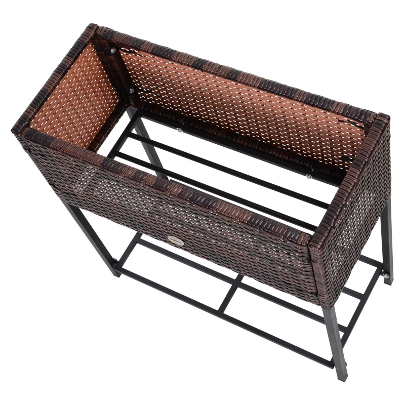 Outsunny Suporte para Vasos de Plantas Exterior para Horta Vertical Mesa de Cultivo Retangular sem Fundo com Prateleira e Pés Elevados para Terraço Pátio 70x30x70cm Marrom