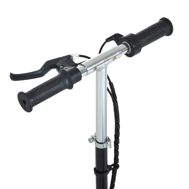 HOMCOM Trotinete Elétrica Dobrável E-Scooter com Bateria 120 W Assento Ajustável e Travão - Preto - Ferro e Plástico - 76 x 13 x 96 cm