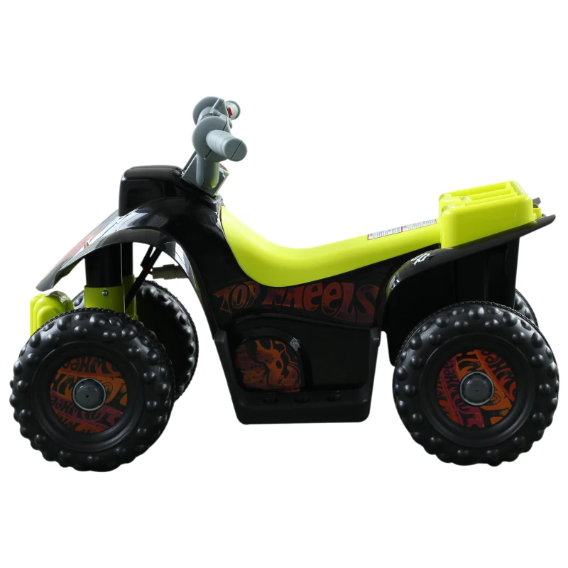 HOMCOM Quadriciclo Bateria 6V Mota Elétrica para Crianças de 18-36 Meses Velocidade 2,5km/h Carga Máx 20kg Sons Luzes e Carregador Incluido 66x43x43 Preto e Amarelo