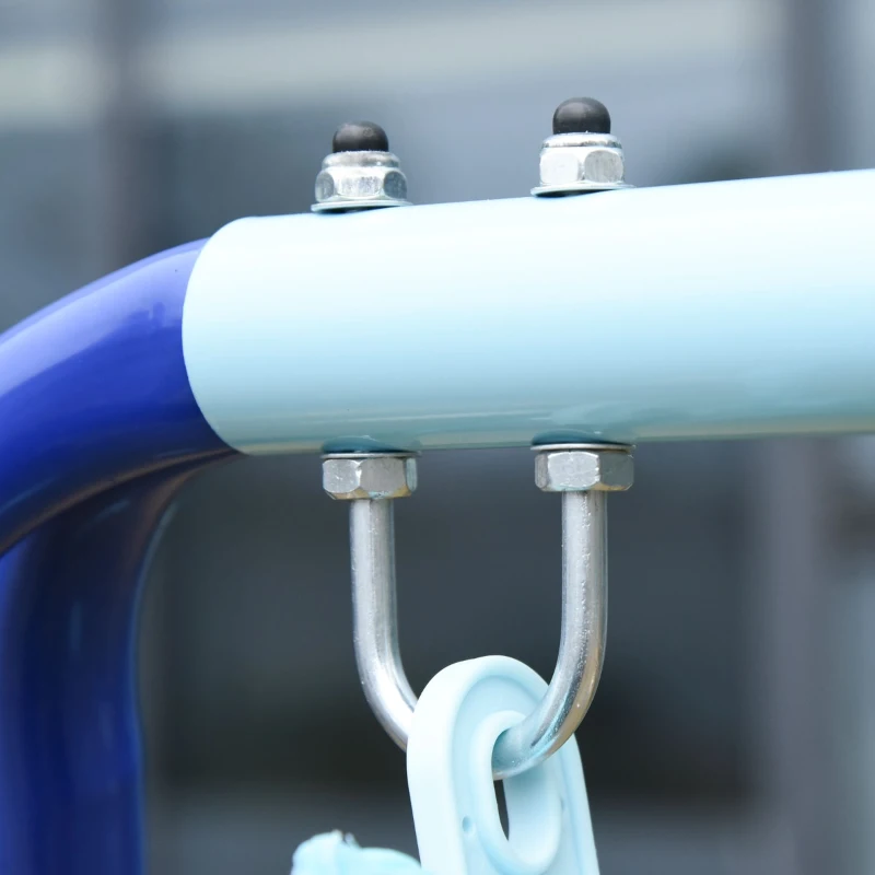 Outsunny Baloiço de Metal para Crianças acima de 3 Anos Conjunto de Baloiço com Assento e Corda Infantil para Pátio Jardim Carga Máx. 30 kg 140x120x170 cm Azul