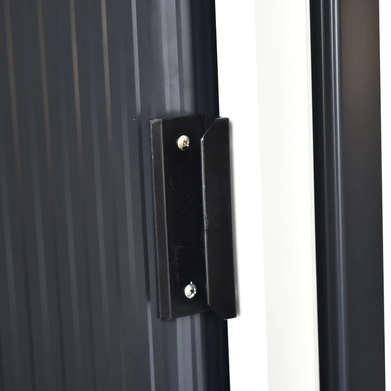 Outsunny Abrigo de Jardim 150x130x186 cm Abrigo de Exterior de Aço Galvanizado com Porta Corredeira e Ventilações para Armazenamento de Ferramentas Cinza