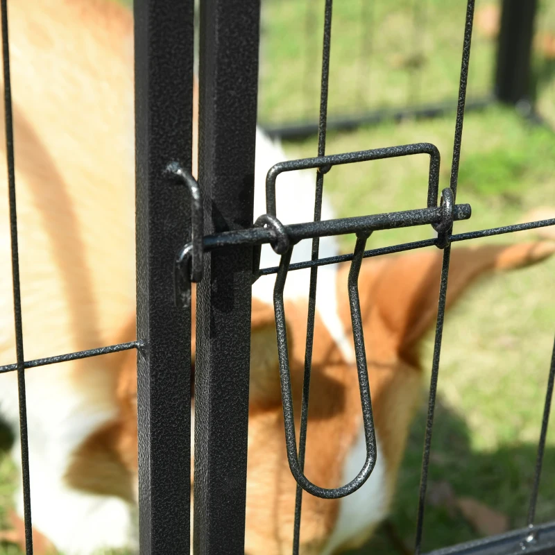 PawHut Parque para animais de estimação com 8 Varas Dobrável com Porta e Dupla Trava 79x79cm  Preto