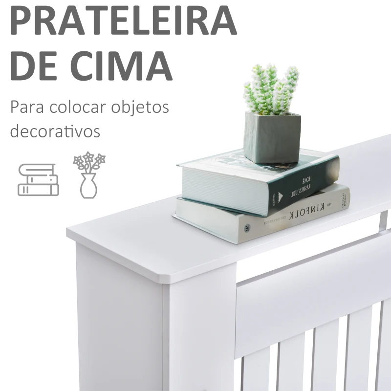 HOMCOM Cobertura Radiador Moderna de MDF com Prateleira Superior para Sala de Estar Dormitório Escritório 112x19x81cm Branco