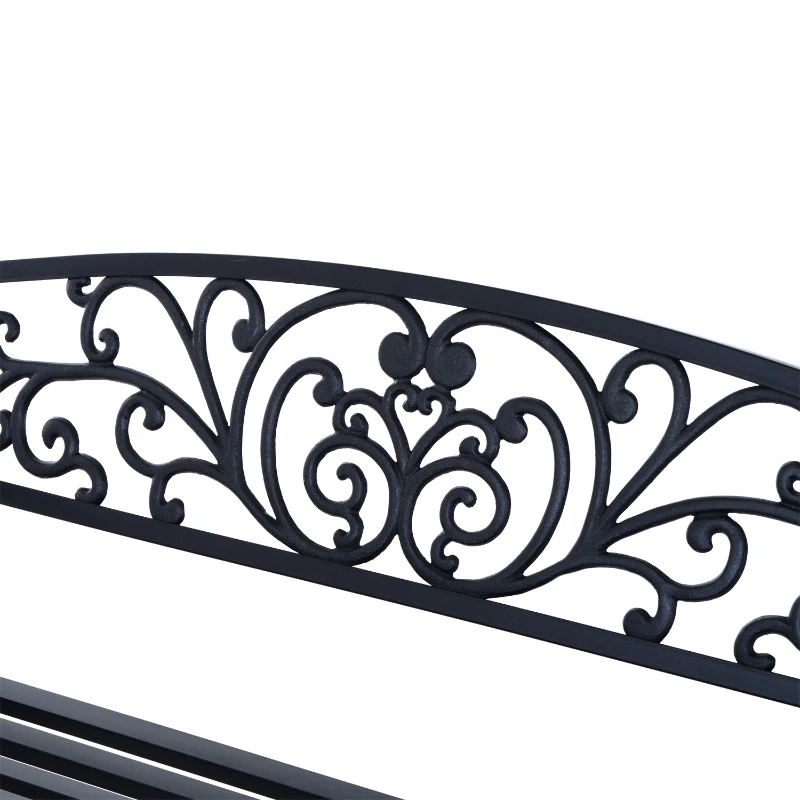 Outsunny Banco de jardim de 2 lugares Banco de terraço de ferro com design clássico 127x60x85cm Preto