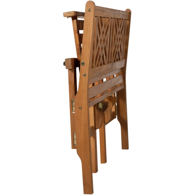 Outsunny Banco de jardim de 2 lugares Banco dobrável  Cadeira de madeira de acácia 112.5x56.5x96cm