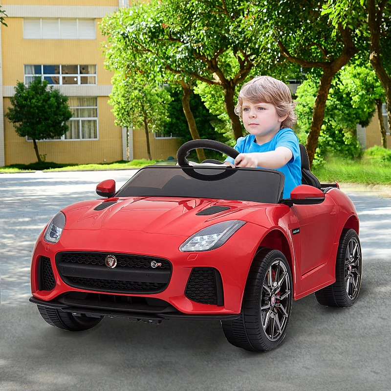 HOMCOM Jaguar F-Type SVR Carro de brinquedo elétrico para crianças acima de 3 anos com controle remoto com música e luzes  6V Carga 25kg 110x65x48cm  Vermelho