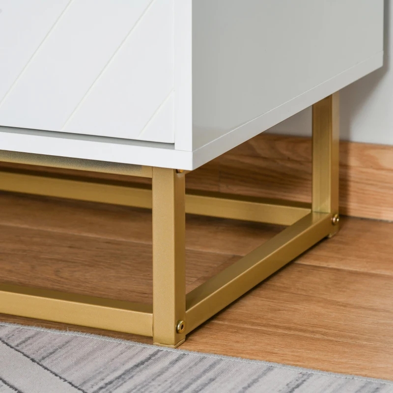 HOMCOM Aparador Auxiliar Armário de Armazenamento com 3 Gavetas e 2 Armários com Prateleira Ajustável 120x40x76 cm Branco