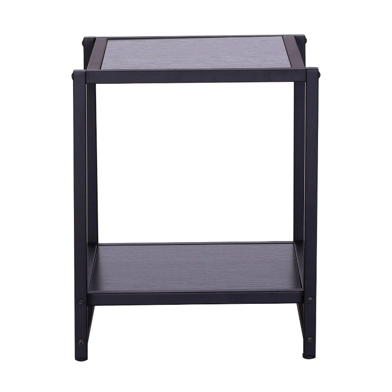 HOMCOM Mesa Auxiliar para sala de estar e quarto Metal Preto 38x38x45,7 cm