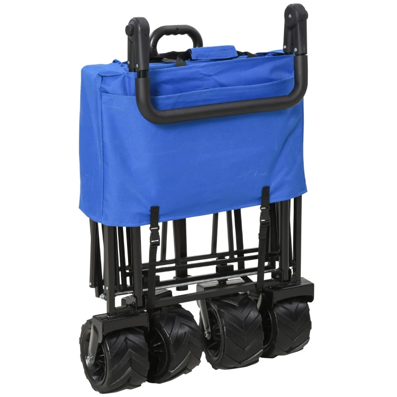 DURHAND Carrinho de praia dobrável com toldo Guiador telescópico 110x56x101cm Azul