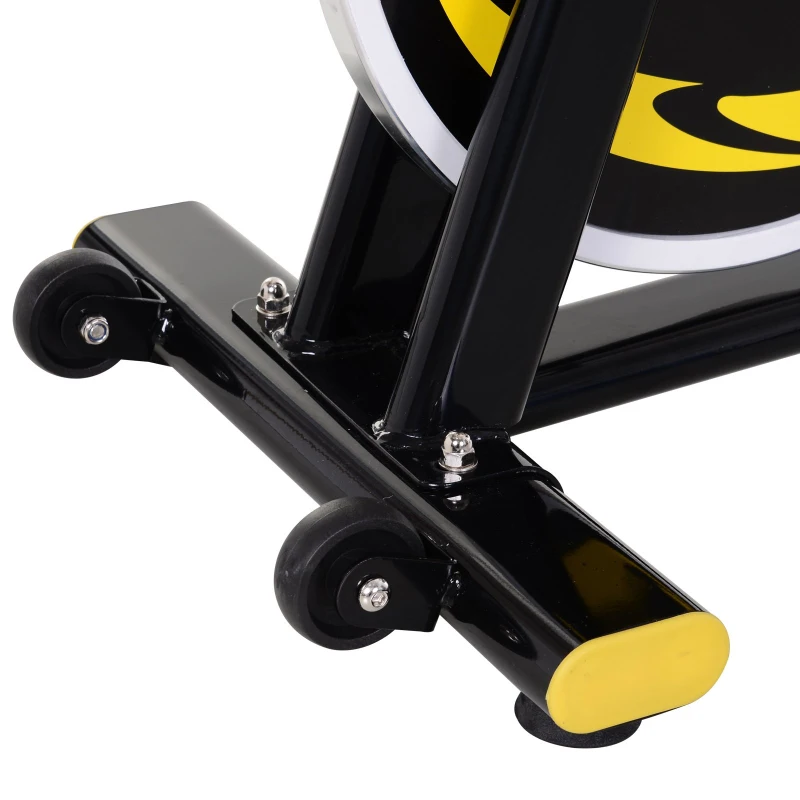 HOMCOM Bicicleta Estática Bicicleta Ciclismo Indoor com Ecrã LCD Volante de Inércia de 10kg 47x120x104.5-117cm Preto e Amarelo