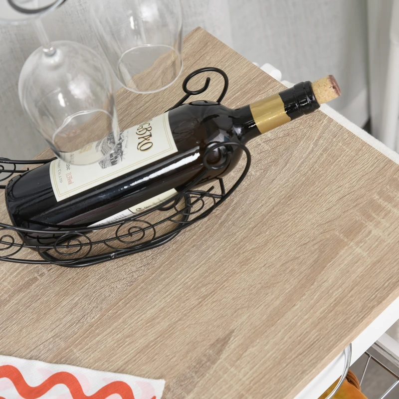 HOMCOM Carrinho de cozinha multifuncional com gavetas Cestas Prateleiras de especiarias Toalheiro Rodas 92x37x82 cm Branco