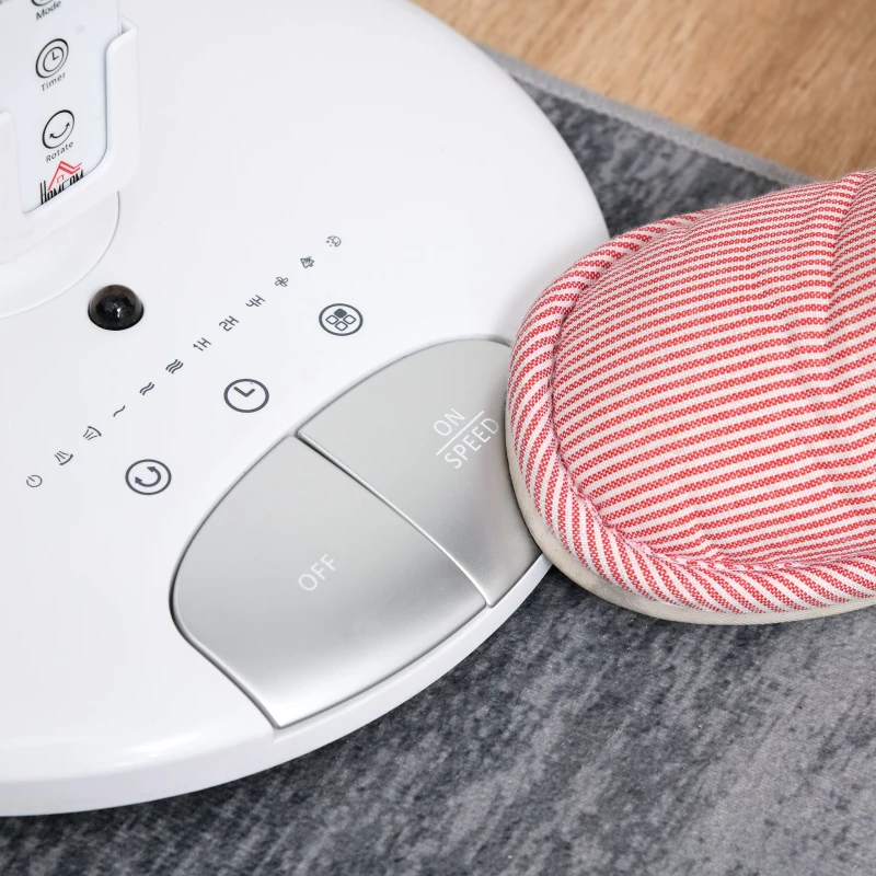 HOMCOM Ventilador de pé com 3 velocidades e 3 modos de diâmetro 23 cm / 9 " com circulação de ar Altura ajustável 60-70 cm Oscilar 70 ° com controle remoto Branco