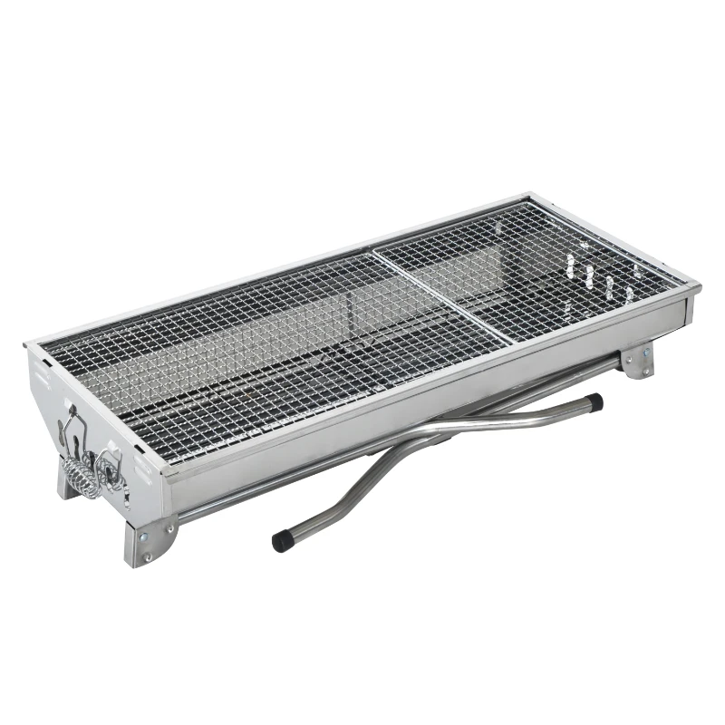 Outsunny Barbecue Portátil e Dobrável de Aço Inoxidável com Grelha Barbecue a Carvão com Ventilação 73x33x71 cm Prata
