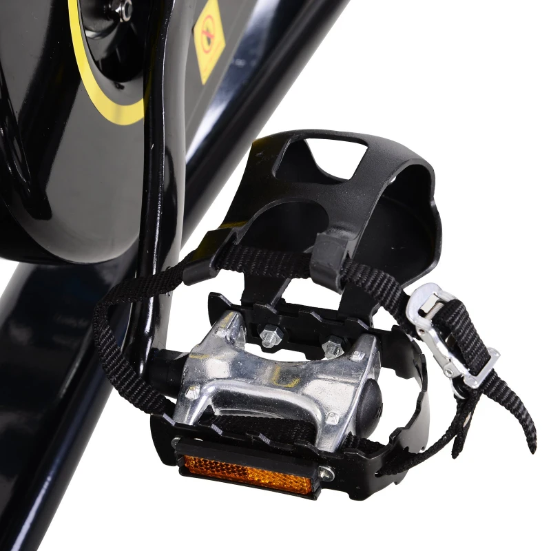HOMCOM Bicicleta Estática Bicicleta Ciclismo Indoor com Ecrã LCD Volante de Inércia de 10kg 47x120x104.5-117cm Preto e Amarelo
