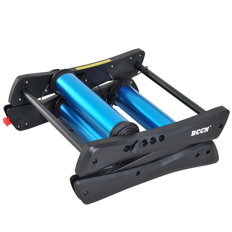 HOMCOM Rolo Treino para Bicicleta Dobrável Aparelho de Treino para Bicicleta no Interior Resistência Ajustável Moldura de Aço Carga 145x56x10.5cm