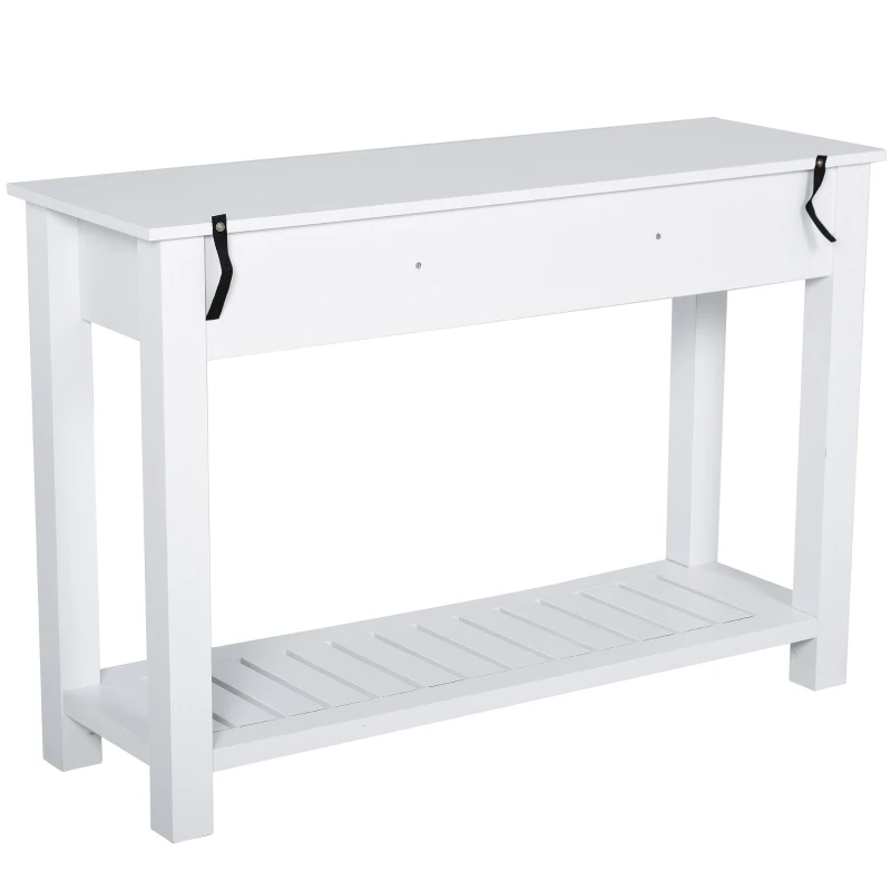HOMCOM Mesa consola tipo aparador estilo colonial com prateleira inferior espaçosa 120x39x81 carga 60kb Branco
