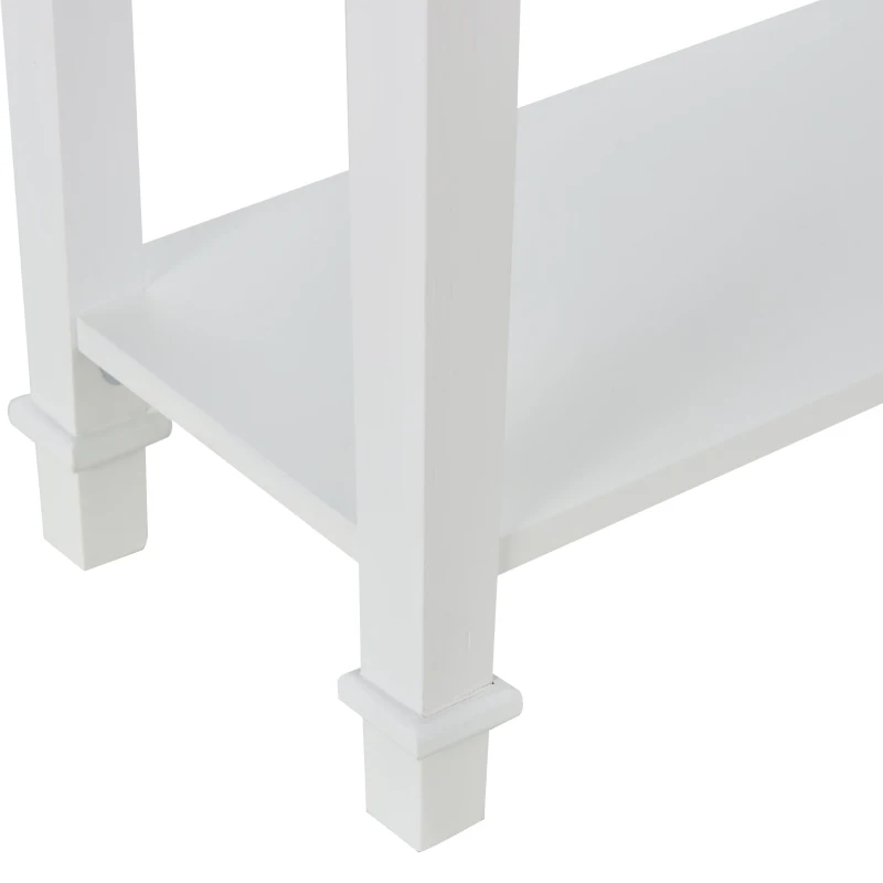 HOMCOM Mesa Consola Multifuncional Mesa auxiliar para Sala de Estar Corredor Sala de Jantar com 2 Prateleiras 1 Gaveta Removível puxador Estilo Retro Pinho 75,6x27,5x80,5 cm Madeira Natural Branco