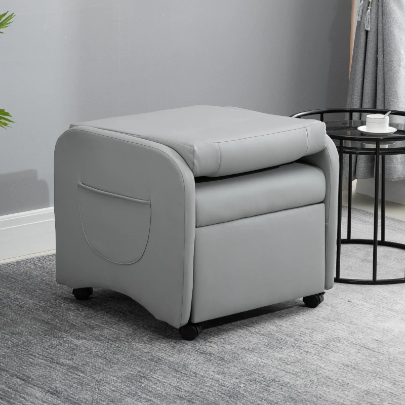 HOMCOM Poltrona Relaxante Reclinável Dobrável até 120 ° com Apoio para os Pés Extensível com Rodas  Couro PU