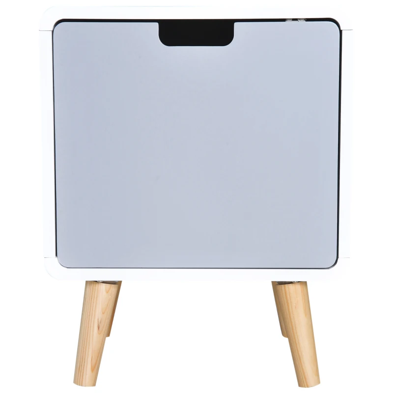 HOMCOM Mesa-de-cabeceira de Madeira com 1 Gaveta Cómoda Mesa Móvel Quarto Armário Muita Arrumação 40x38x50 cm Branco