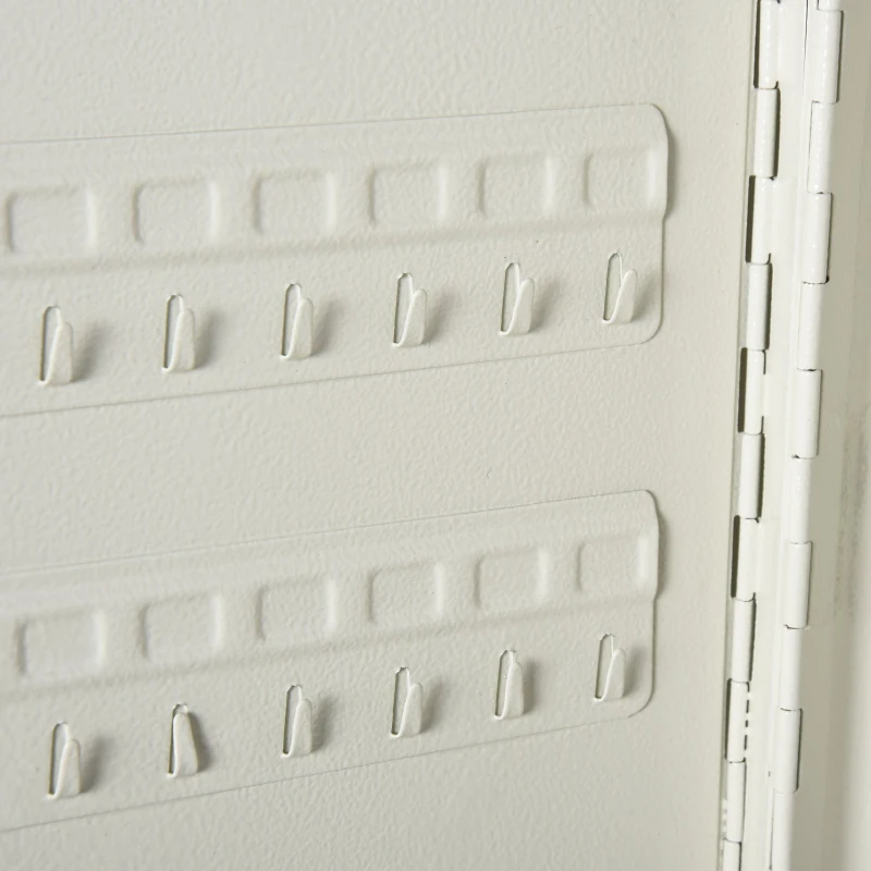 HOMCOM Armário de Chaves com 93 Ganchos e Etiquetas Fechadura e 2 Chaves 30x24x7,5 cm Cinza