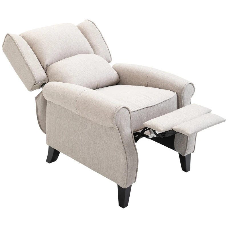 HOMCOM Poltrona Relax Com Reclinação Manual até 160° com Apoio para Pés Retrátil Esponja de Densidade Estofado em Serapilheira 77x88x102cm Cinza