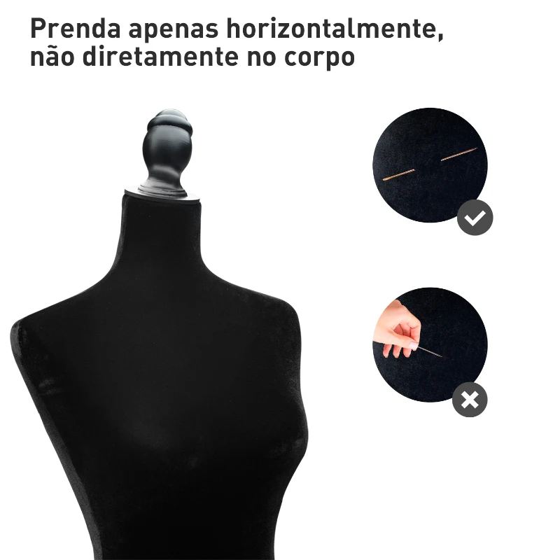 HOMCOM Manequim Feminino de Costura Busto de Senhora para Modistas Exibição Negro Altura Ajustável a 130-168cm