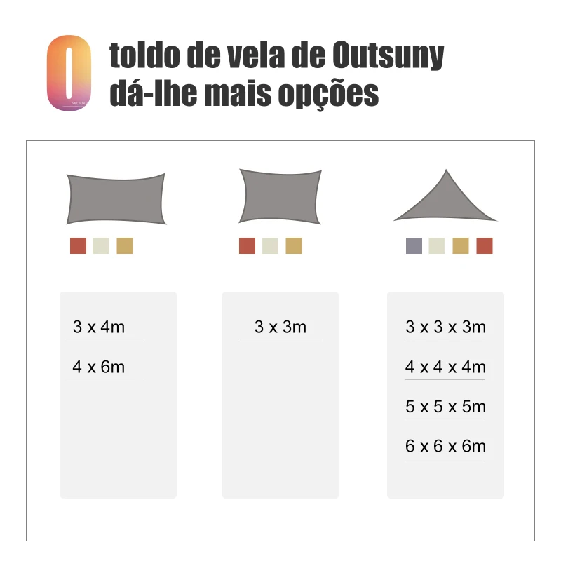 Outsunny Toldo Vela Quadrado 4x6m Proteção UV Poliéster para Patio Terraço Jardím  Vermelho