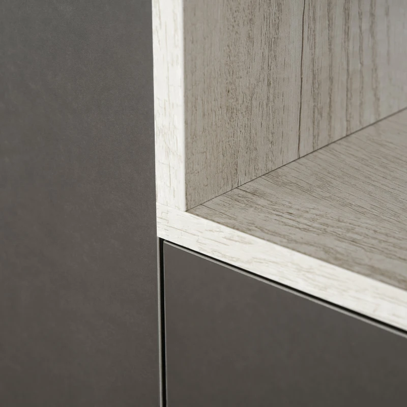 HOMCOM Armário Aparador Moderno  com porta dupla Organizador multifuncional 80x40x120cm cinza