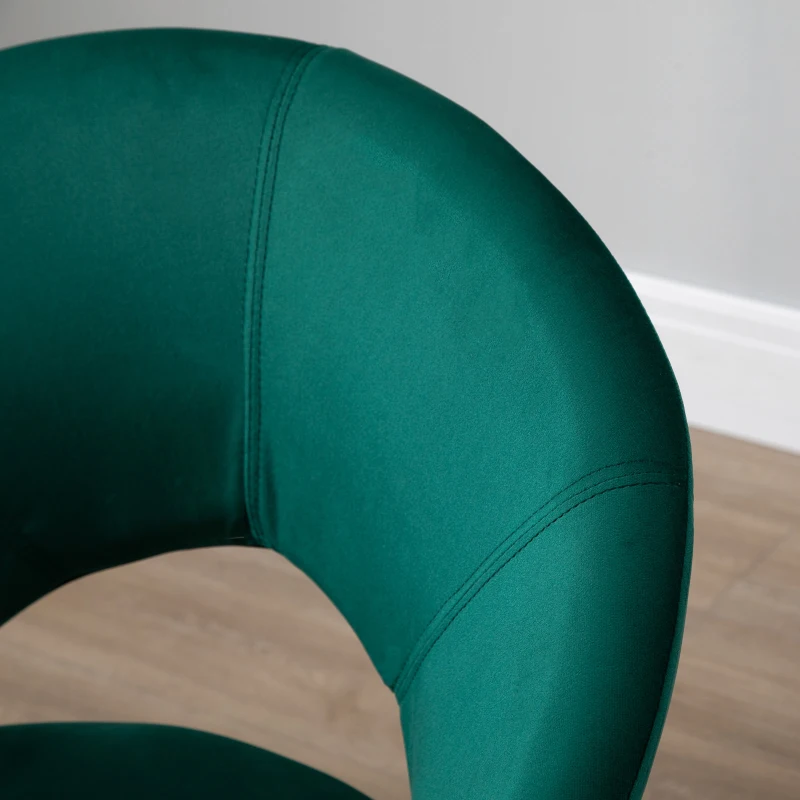 HOMCOM Cadeira estofada vintage de veludo macio para sala de estar com encosto curvado e pernas douradas 68x54x84 cm Verde