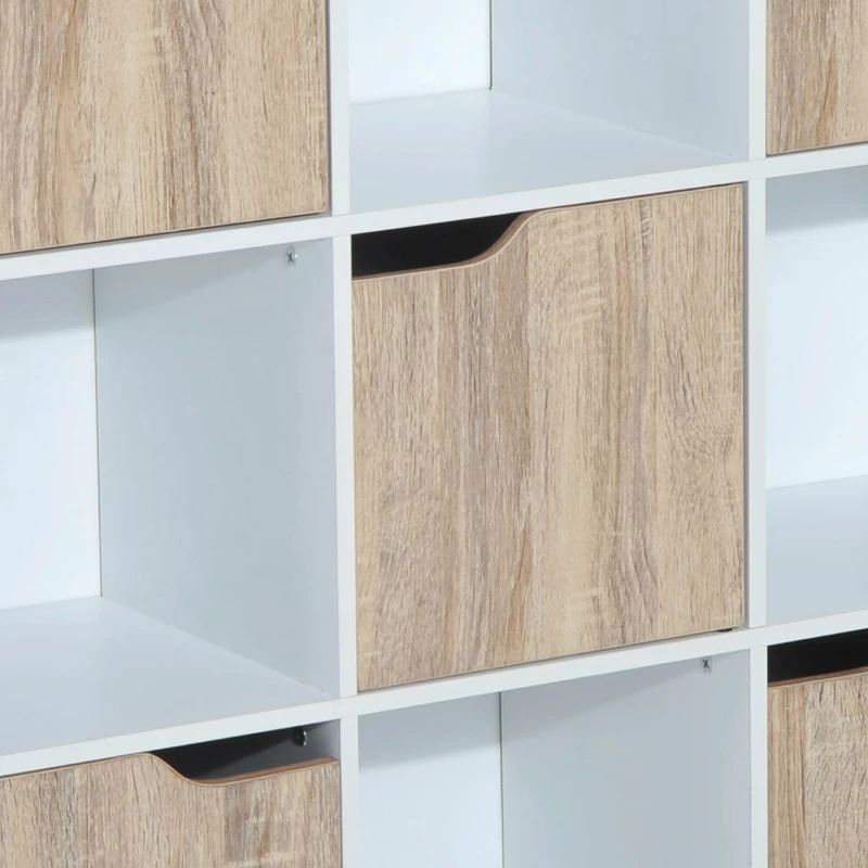 HomCom® Armário Baixo tipo Organizador Multifuncional de 3 Níveis – Cor Branco e Carvalho- 89.5x30x93cm
