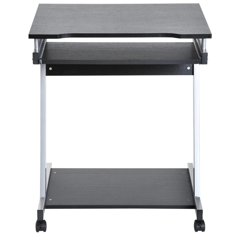HOMCOM Mesa para Computador Secretária para Computador para Casa Escritório em Forma de Z Mesa Compacta com Rodinhas 60x48x73 cm Cor: Preto