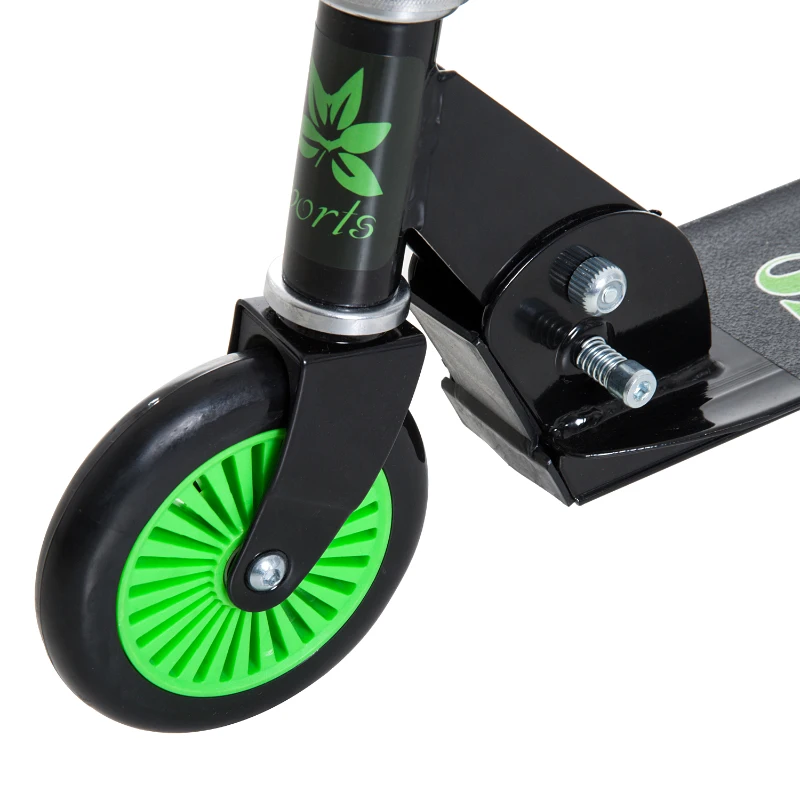 HOMCOM Trotinete para Crianças Scooter de Evolução Dobrável Guiador Regulável Quadro Alumínio Leve e Estável Carga 50kg Verde - 70x34x70-84cm