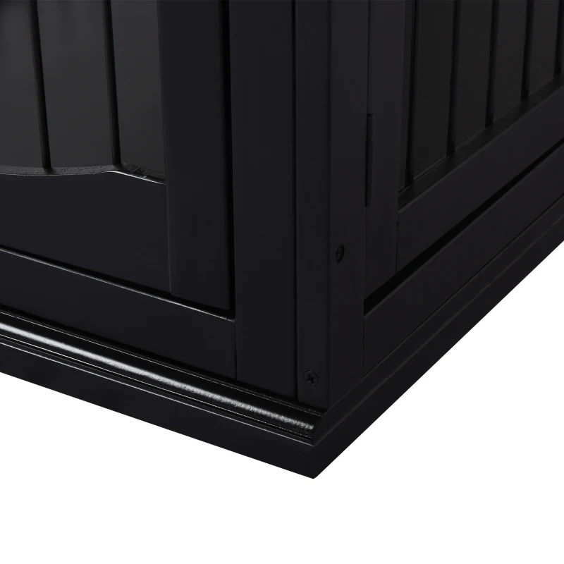 PawHut Gaiola para Cães de Madeira com Superfície de Mesa 2 Portas e Grades de Metal 81x58,5x66cm Preto