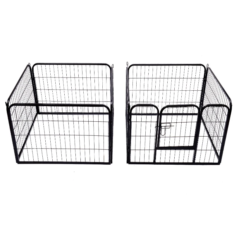 PawHut Parque para Animais de Estimação com 8 Paineis 80x80cm Cerca para Animais de Estimação com Porta com Trava para Jardim Pátio Exterior Preto