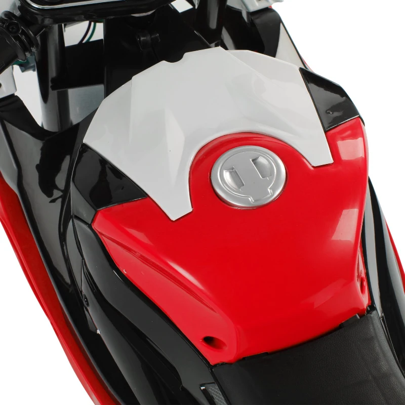 HOMCOM Mota Eléctrica Infantil para Crianças acima de 3 Anos Batería 12V 2 Motores com Luzes e Sons 110x47x69cm vermelho e preto