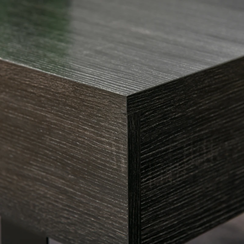 HOMCOM Mesa de Centro Retangular Mesa Auxiliar com Gaveta e Pés Elevados de Metal Estilo Moderno para Sala de Estar Escritório 110x60x40cm Cinza Escuro