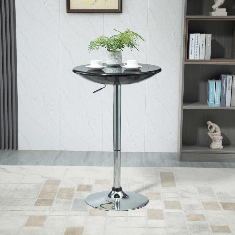 HOMCOM Mesa de Bar com Altura Regulável Giratória 360° com Base Redonda Mesa Alta de Aço Moderna para Cozinha Sala de Jantar Cafeteria 61x61x76-97cm Preto