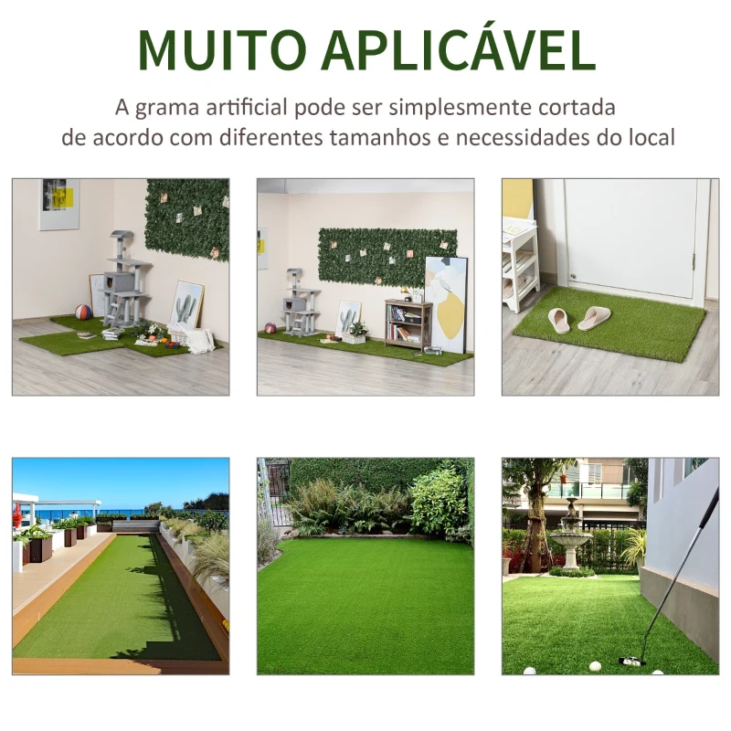Outsunny Relva Artificial 30 mm Rolo de Relva Artificial 1x4 m Realista com Orifícios de Drenagem para Varanda Jardim Pátio Verde