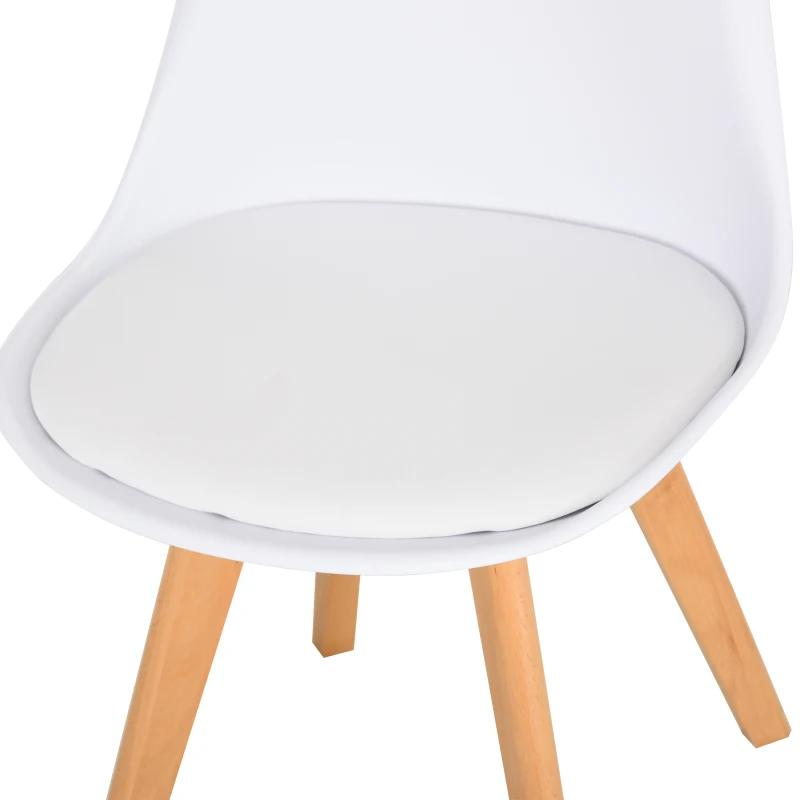 HOMCOM Conjunto de 2 cadeiras de jantar com pés de madeira maciça 47x55x80 cm Branco
