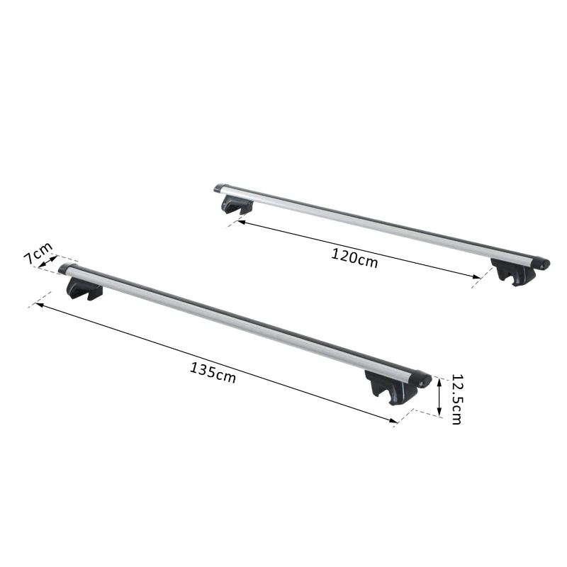 HomCom Barras de Carro Universal com Chave Alumínio Prata 135 cm