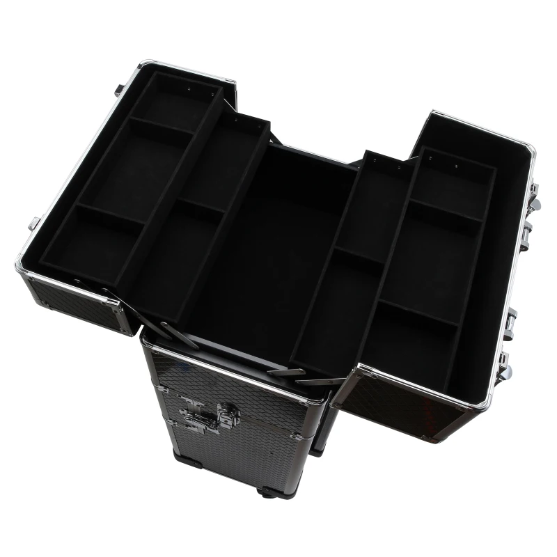 HOMCOM Estojo de maquiagem profissional Estojo cosmético destacável com rodas omnidirecionais com trava Fácil de transportar 36x24x79/107cm
