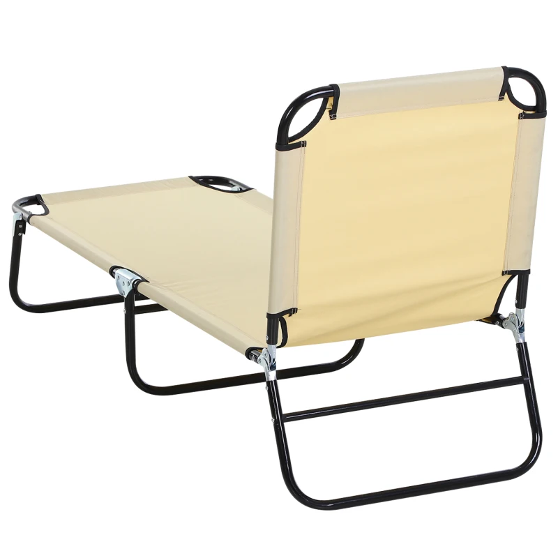 Outsunny Espreguiçadeira dobrável reclinável com ângulo ajustável de 3 posições para exterior carga 120 kg 190x56x28 cm Creme