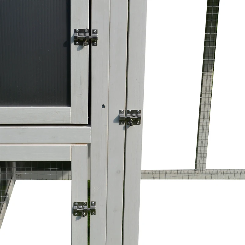 Pawhut Galinheiro Exterior Madeira Integrada Bandeja Casa para Galinhas Gaiola para Pequenos Animais Frango 160x75x80 cm Cinza