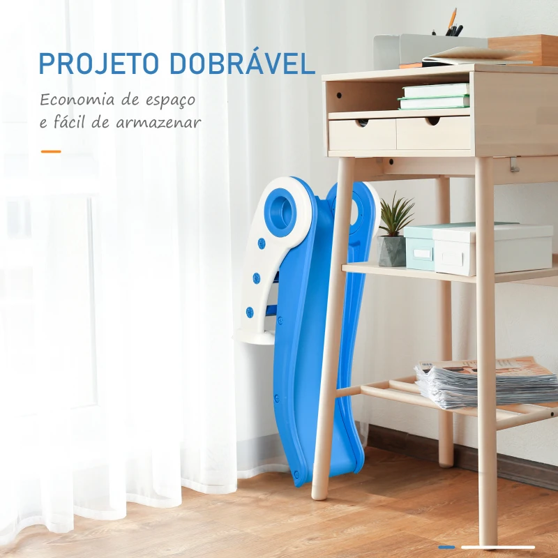 HOMCOM Escorrega infantil para crianças acima de 3 anos dobrável com escada e rampa 120x50x56 cm Azul