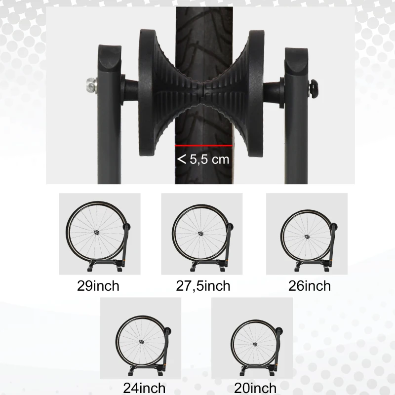HOMCOM Suporte de bicicleta dobrável com roda inferior a 5,5 cm Dobrável 39x35x45.5