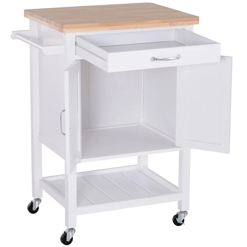 HOMCOM Carrinho de Cozinha com Rodas e Prateleira e Gaveta 65x48x90 cm