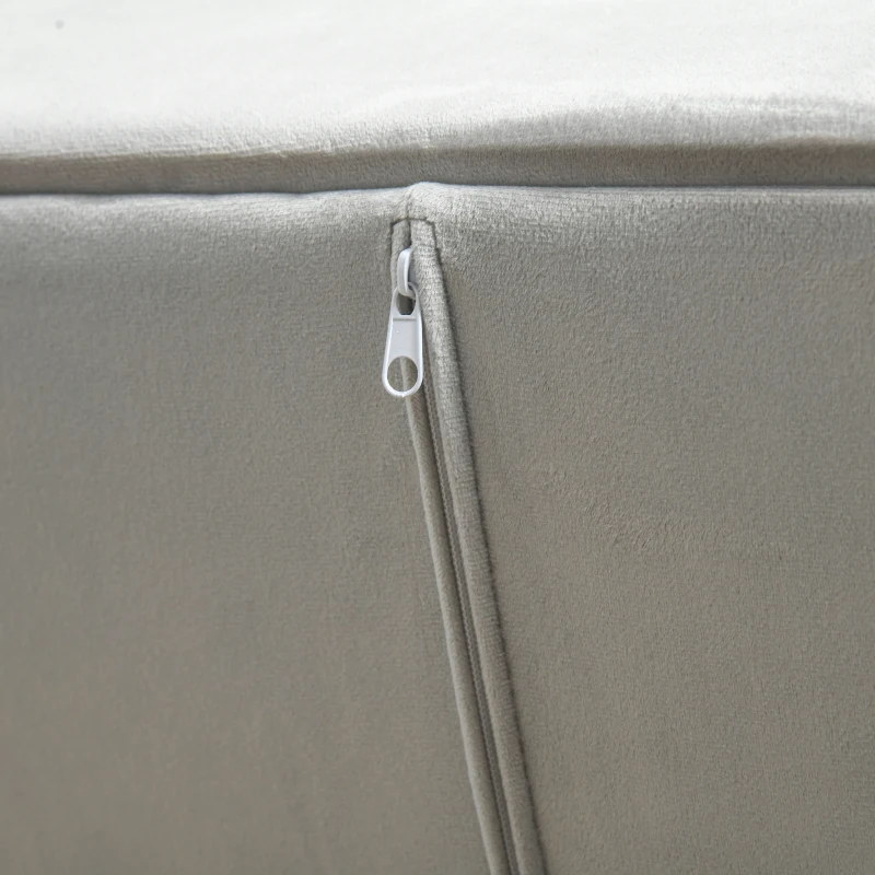 HOMCOM Sofá de 2 Lugares Convertível em Cama Estofado Aveludado com Encosto Ajustável e Pés de Madeira para Sala de Estar Escritório 189x81x83,5cm Cinza Claro